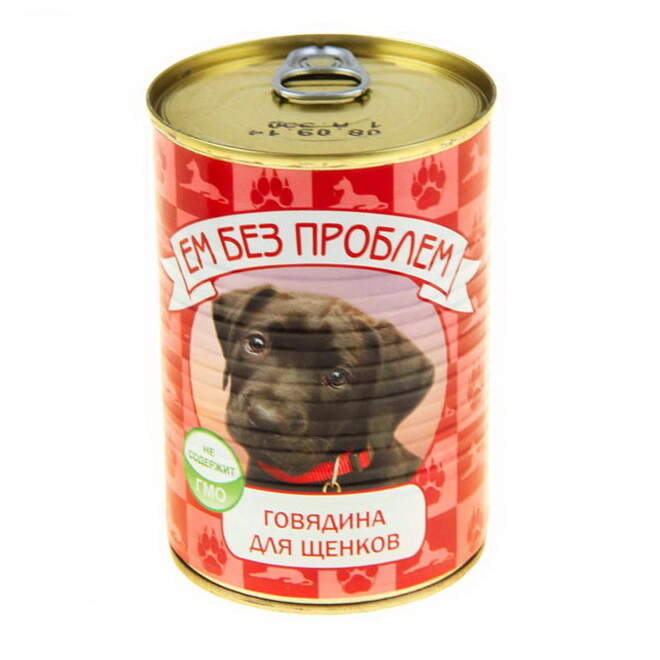 Заказать онлайн ЕМ БЕЗ ПРОБЛЕМ влажный корм для щенков Говядина - 410гр в интернет-магазине зоотоваров Зубастик-ДВ в Хабаровске и по всей России.