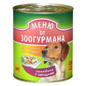 Купить онлайн МЕНЮ ОТ ЗООГУРМАНА влажный корм Говядина с овощами для собак - 750гр в Зубастик-ДВ (интернет-магазин зоотоваров) с доставкой по Хабаровску и по всей России.