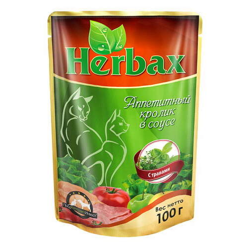 Заказать онлайн HERBAX Аппетитный кролик в соусе с травами для кошек - 100гр в интернет-магазине зоотоваров Зубастик-ДВ в Хабаровске и по всей России.