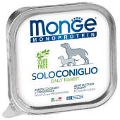 Купить онлайн Monge Dog Monoprotein Solo консервы для собак паштет из кролика 150г в Зубастик-ДВ (интернет-магазин зоотоваров) с доставкой по Хабаровску и по всей России.