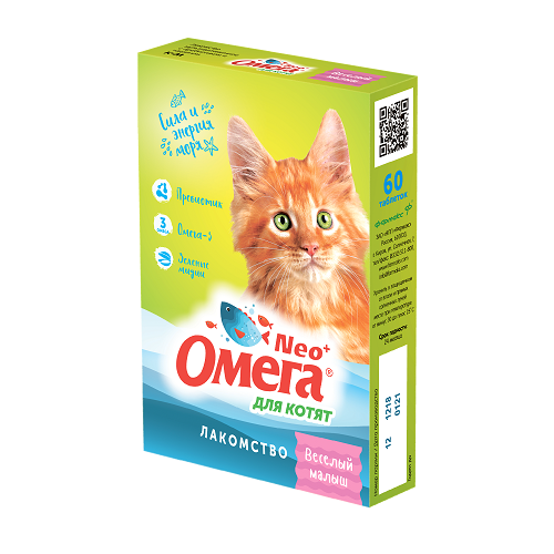 Заказать онлайн Омега Neo+ для котят Веселый малыш Пребиотик Омега-3 90 таб. в интернет-магазине зоотоваров Зубастик-ДВ в Хабаровске и по всей России.