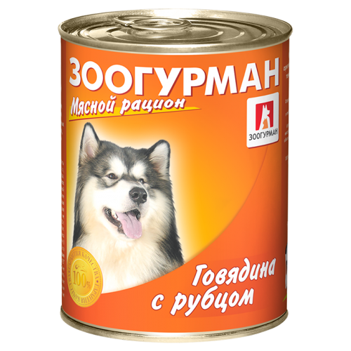 Заказать онлайн Зоогурман Мясной рацион с говядиной и рубцом для собак 350 гр в интернет-магазине зоотоваров Зубастик-ДВ в Хабаровске и по всей России.