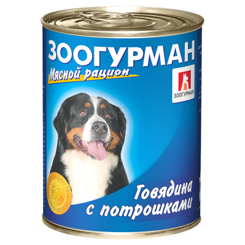 Заказать онлайн Зоогурман Мясной рацион с говядиной и потрошками для собак 350 г. в интернет-магазине зоотоваров Зубастик-ДВ в Хабаровске и по всей России.