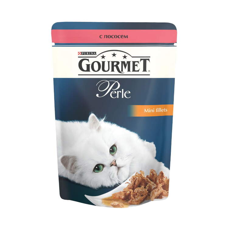 Заказать онлайн GOURMET PERLE — Гурме для взрослых кошек мини-филе Лосось в интернет-магазине зоотоваров Зубастик-ДВ в Хабаровске и по всей России.