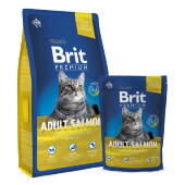 Купить онлайн BRIT PREMIUM CAT ADULT SALMON - Брит для взрослых кошек с Лососем в соусе в Зубастик-ДВ (интернет-магазин зоотоваров) с доставкой по Хабаровску и по всей России.