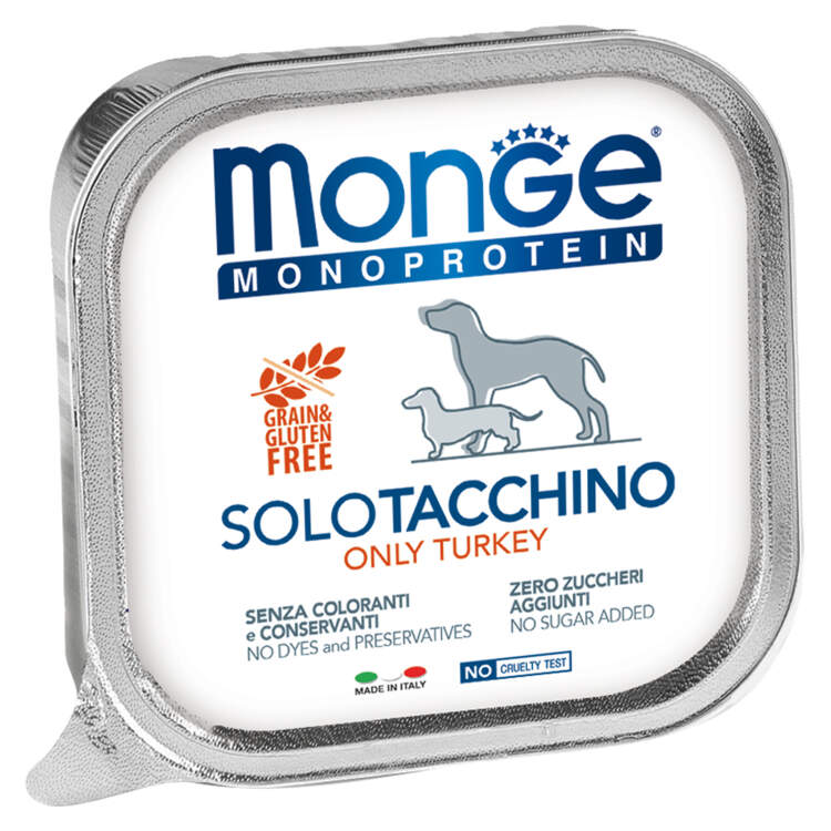 Заказать онлайн Monge Dog Monoprotein Solo консервы для собак паштет из индейки в интернет-магазине зоотоваров Зубастик-ДВ в Хабаровске и по всей России.