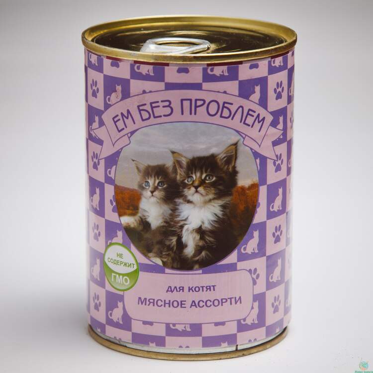 Заказать онлайн ЕМ БЕЗ ПРОБЛЕМ - влажный корм для котят Мясное ассорти - 410гр в интернет-магазине зоотоваров Зубастик-ДВ в Хабаровске и по всей России.