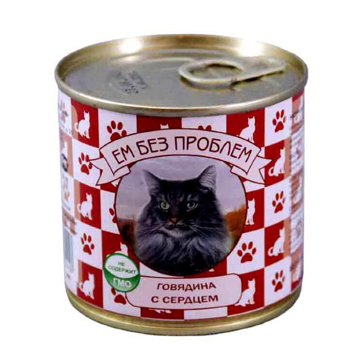 Заказать онлайн ЕМ БЕЗ ПРОБЛЕМ - влажный корм для кошек Говядина с сердцем - 250гр в интернет-магазине зоотоваров Зубастик-ДВ в Хабаровске и по всей России.
