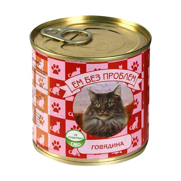 Заказать онлайн ЕМ БЕЗ ПРОБЛЕМ - влажный корм для кошек Говядина - 250гр в интернет-магазине зоотоваров Зубастик-ДВ в Хабаровске и по всей России.