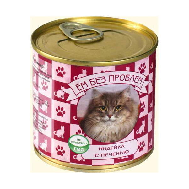 Заказать онлайн ЕМ БЕЗ ПРОБЛЕМ - влажный корм для кошек Индейка с печенью - 250гр в интернет-магазине зоотоваров Зубастик-ДВ в Хабаровске и по всей России.