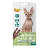 Купить онлайн Мнямс лакомые палочки 13,5 см для кошек с уткой и кроликом 3х5 г в Зубастик-ДВ (интернет-магазин зоотоваров) с доставкой по Хабаровску и по всей России.