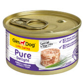 Купить онлайн GimDog Pure Delight консервы для собак из цыпленка с тунцом 85 г в Зубастик-ДВ (интернет-магазин зоотоваров) с доставкой по Хабаровску и по всей России.