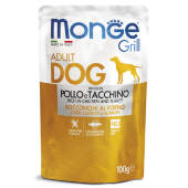 Купить онлайн Monge Dog Grill Pouch паучи для собак курица с индейкой 100г в Зубастик-ДВ (интернет-магазин зоотоваров) с доставкой по Хабаровску и по всей России.