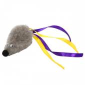 Купить онлайн Keiko Серая мышка с мятой с хвостом из ленточек в Зубастик-ДВ (интернет-магазин зоотоваров) с доставкой по Хабаровску и по всей России.