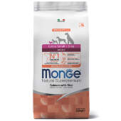 Купить онлайн Monge Dog Monoprotein Extra Small корм для взрослых собак миниатюрных пород лосось с рисом в Зубастик-ДВ (интернет-магазин зоотоваров) с доставкой по Хабаровску и по всей России.