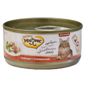 Купить онлайн Мнямс Курица с говядиной в нежном желе для взрослых кошек - 70гр в Зубастик-ДВ (интернет-магазин зоотоваров) с доставкой по Хабаровску и по всей России.