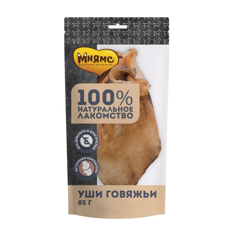Заказать онлайн Мнямс лакомство для собак Уши говяжьи 85г в интернет-магазине зоотоваров Зубастик-ДВ в Хабаровске и по всей России.