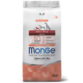 Купить онлайн Monge Dog Monoprotein Mini корм для взрослых собак мелких пород лосось с рисом в Зубастик-ДВ (интернет-магазин зоотоваров) с доставкой по Хабаровску и по всей России.