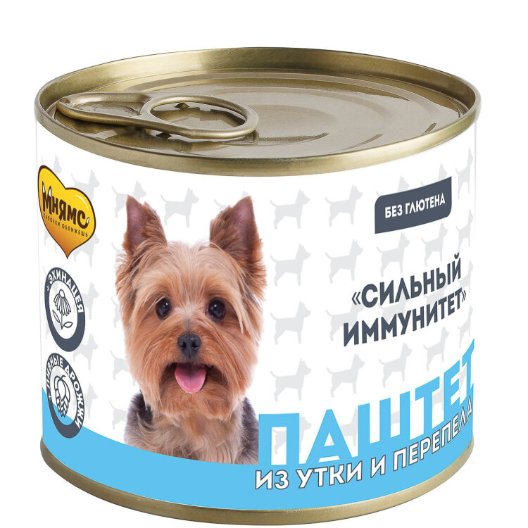 Заказать онлайн Мнямс паштет из утки и перепела для собак всех пород «Сильный иммунитет» 200гр в интернет-магазине зоотоваров Зубастик-ДВ в Хабаровске и по всей России.