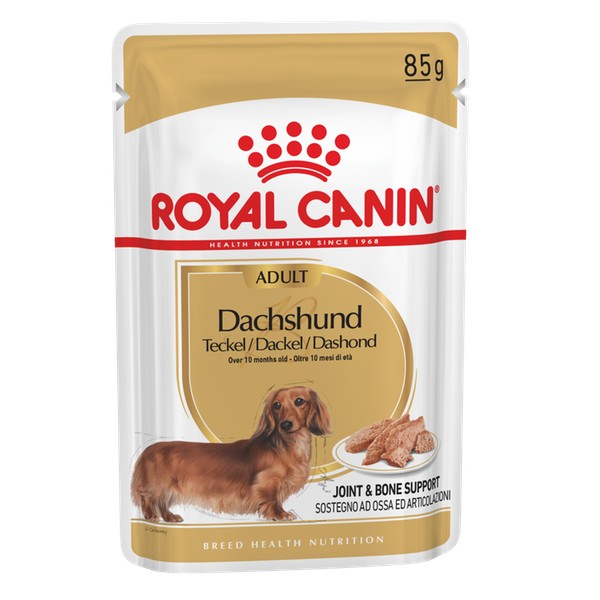 Заказать онлайн  ROYAL CANIN ADULT DACHSHUND – Роял Канин для взрослых собак породы Такса паштет - 85 гр в интернет-магазине зоотоваров Зубастик-ДВ в Хабаровске и по всей России.