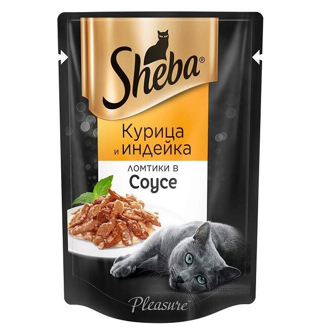 Заказать онлайн SHEBA PLEASURE Ломтики в соусе из курицы и индейки для взрослых кошек - 85гр в интернет-магазине зоотоваров Зубастик-ДВ в Хабаровске и по всей России.