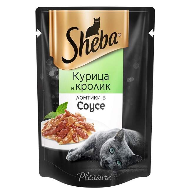 Заказать онлайн SHEBA PLEASURE Ломтики в соусе из курицы и кролика для взрослых кошек - 85гр в интернет-магазине зоотоваров Зубастик-ДВ в Хабаровске и по всей России.