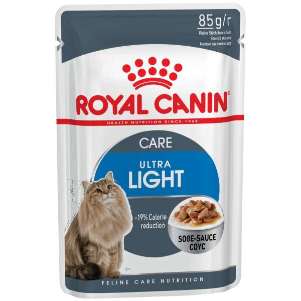 Заказать онлайн  ROYAL CANIN ULTRA LIGHT - Роял Канин для взрослых кошек, склонных к полноте и кошек с избыточным весом в соусе - 85гр в интернет-магазине зоотоваров Зубастик-ДВ в Хабаровске и по всей России.