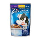 Купить онлайн FELIX — Феликс Двойная вкуснятина для взрослых кошек аппетитные кусочки в желе Ягнёнок и курица в Зубастик-ДВ (интернет-магазин зоотоваров) с доставкой по Хабаровску и по всей России.